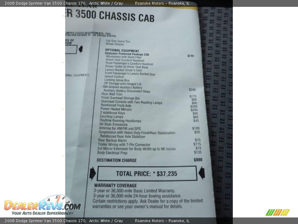 2008 Dodge Sprinter Van 3500 Chassis 170 Arctic White / Gray Photo #4