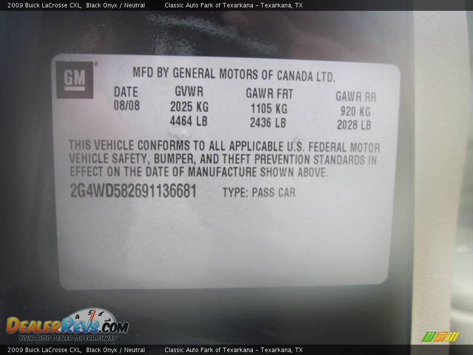 2009 Buick LaCrosse CXL Black Onyx / Neutral Photo #12