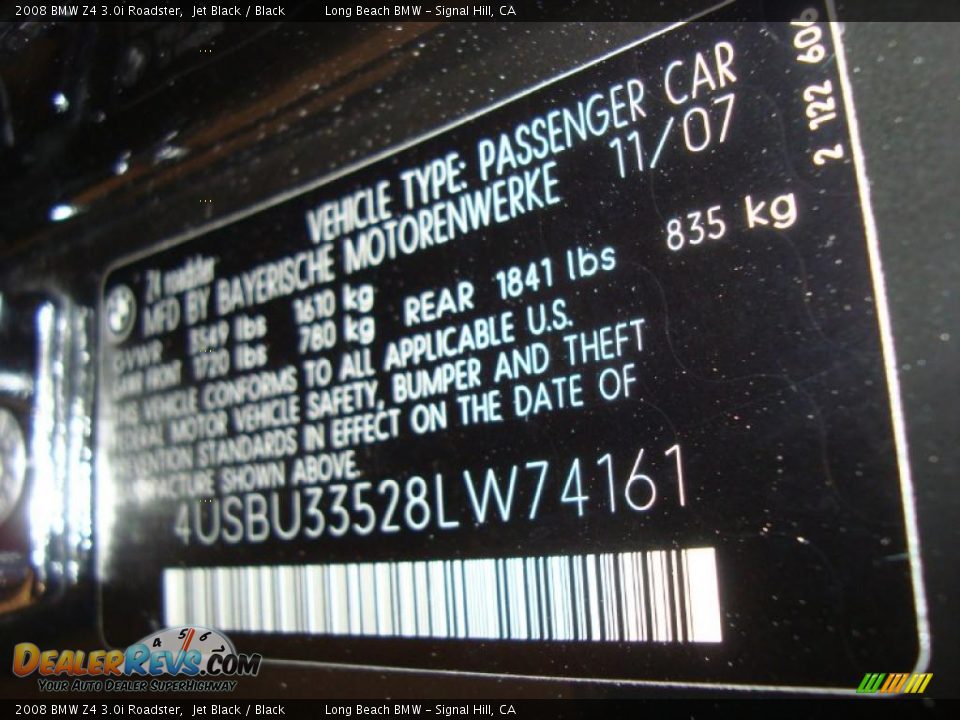 2008 BMW Z4 3.0i Roadster Jet Black / Black Photo #13