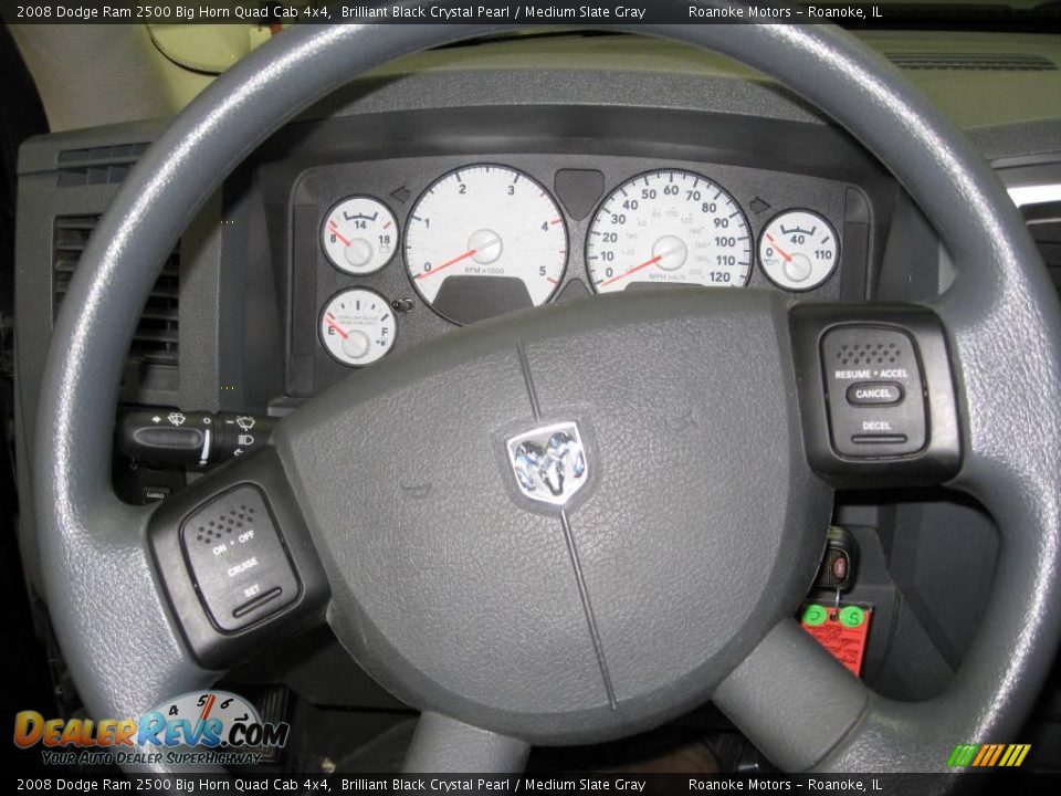 2008 Dodge Ram 2500 Big Horn Quad Cab 4x4 Brilliant Black Crystal Pearl / Medium Slate Gray Photo #34