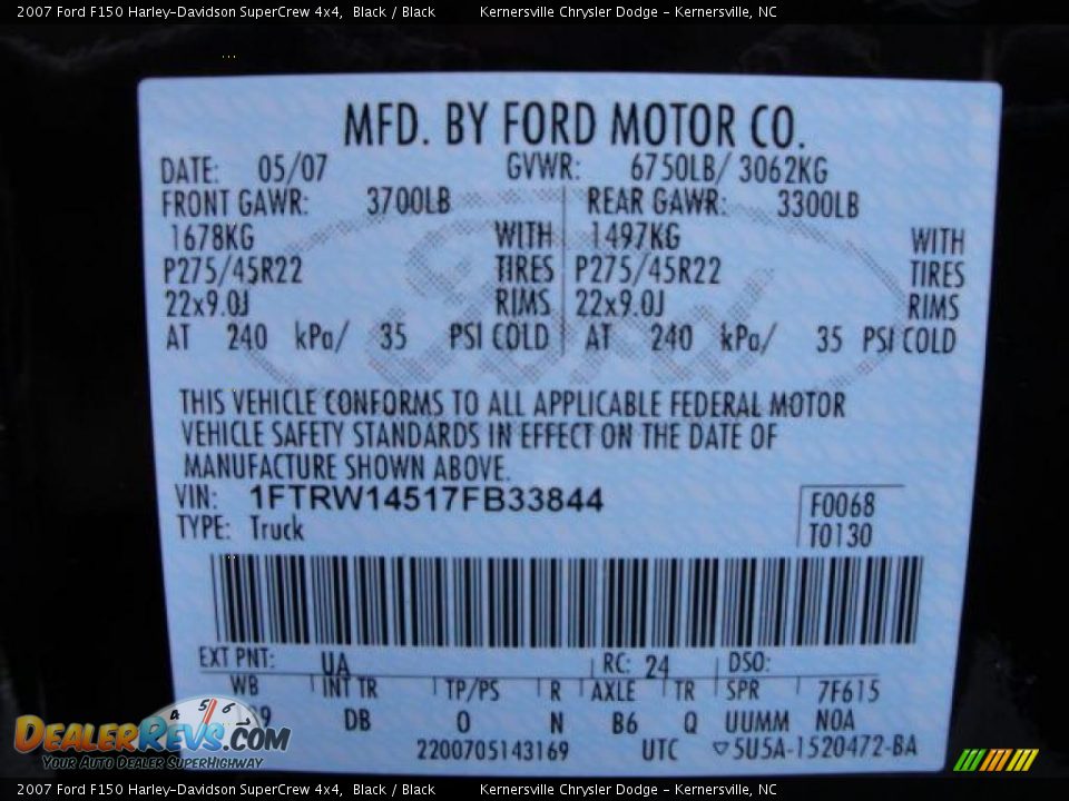 2007 Ford F150 Harley-Davidson SuperCrew 4x4 Black / Black Photo #33