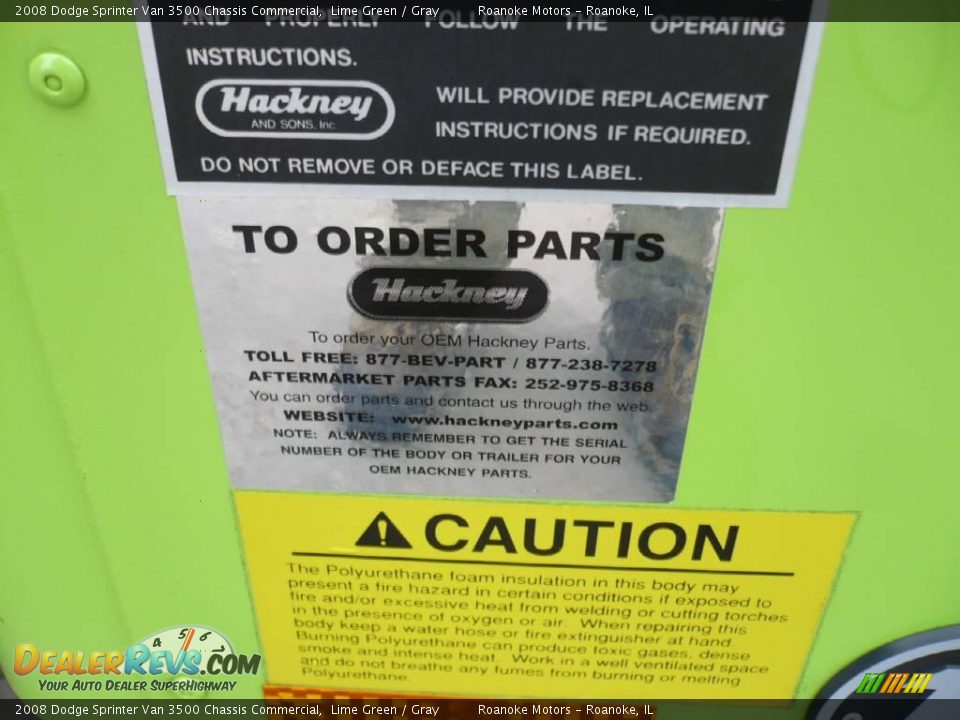2008 Dodge Sprinter Van 3500 Chassis Commercial Lime Green / Gray Photo #20