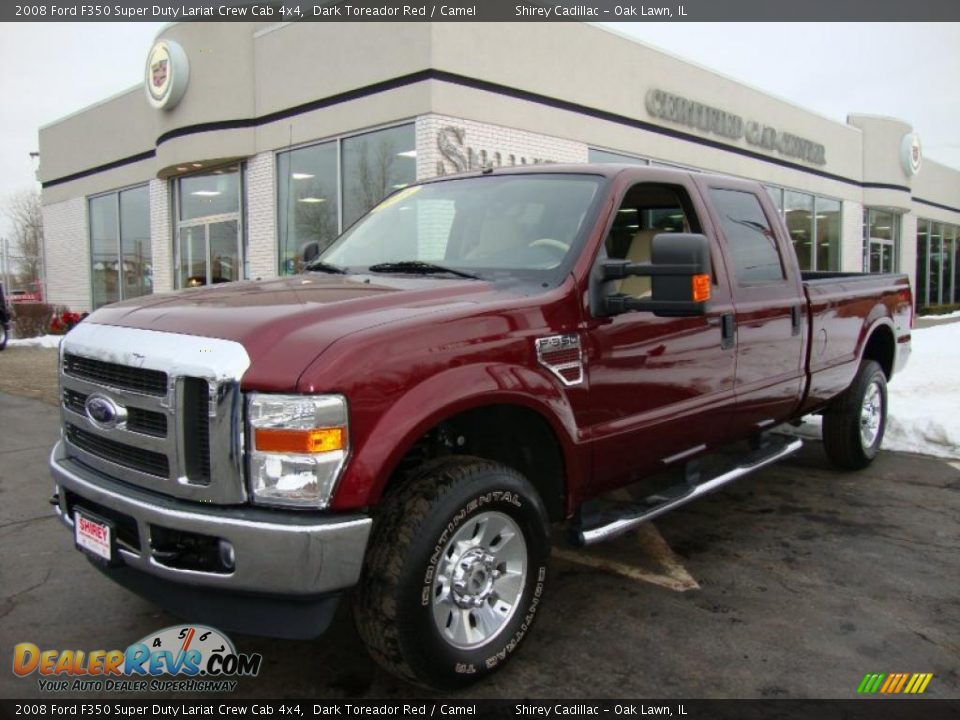 2008 Ford F350 Super Duty Lariat Crew Cab 4x4 Dark Toreador Red / Camel Photo #1