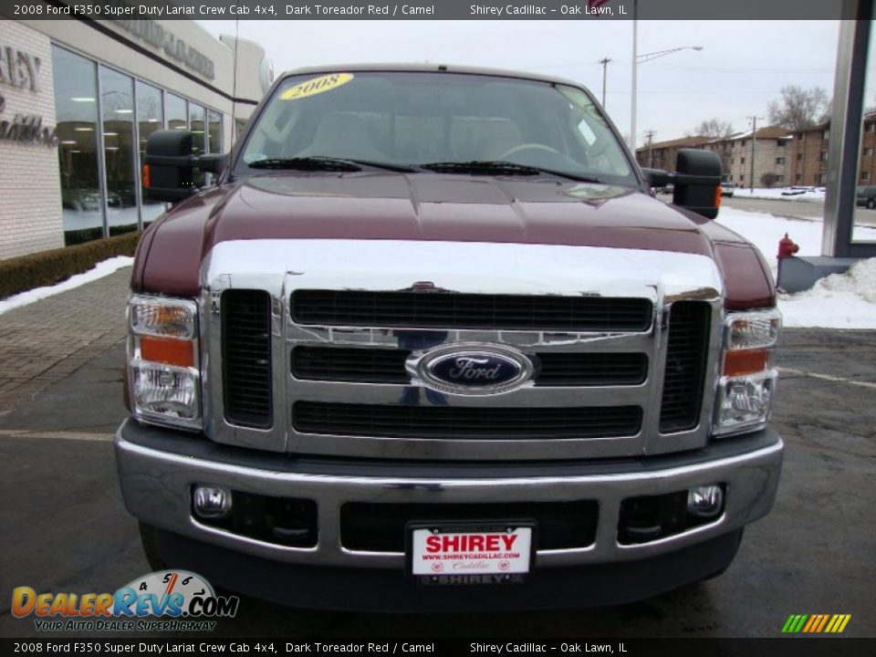 2008 Ford F350 Super Duty Lariat Crew Cab 4x4 Dark Toreador Red / Camel Photo #2