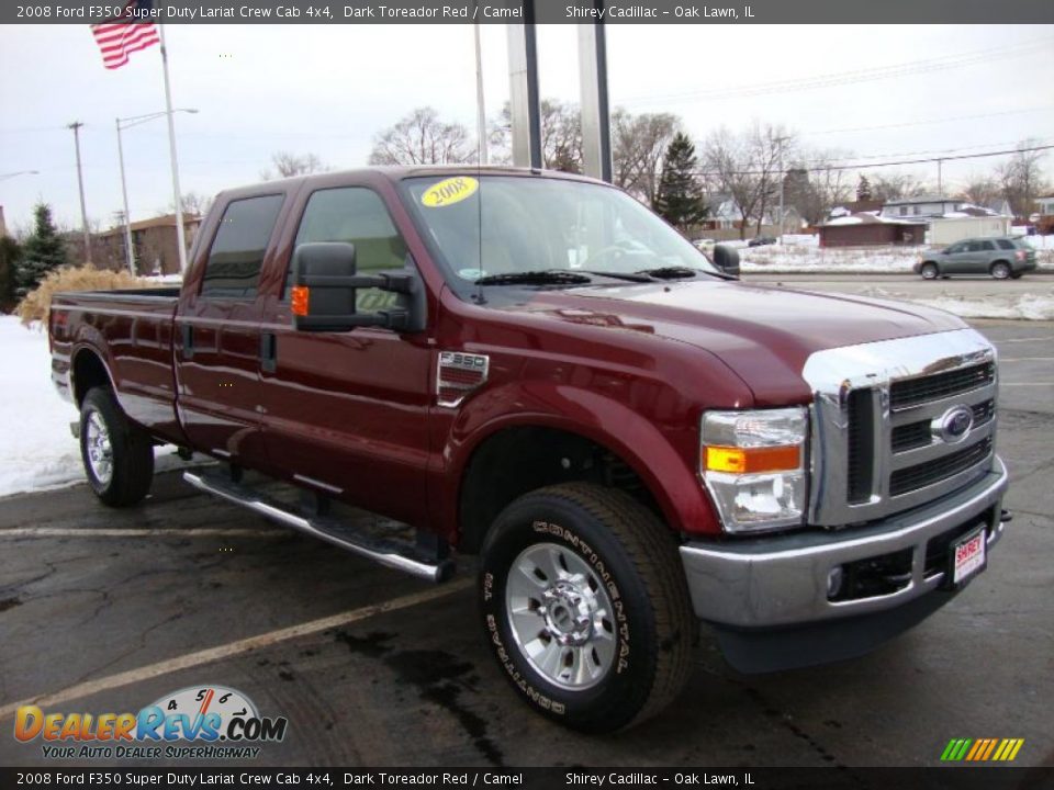 2008 Ford F350 Super Duty Lariat Crew Cab 4x4 Dark Toreador Red / Camel Photo #3