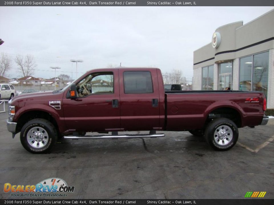 2008 Ford F350 Super Duty Lariat Crew Cab 4x4 Dark Toreador Red / Camel Photo #4
