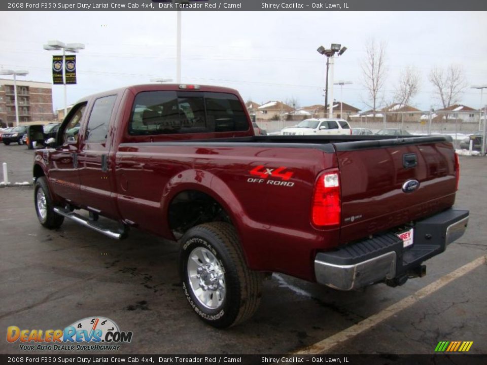2008 Ford F350 Super Duty Lariat Crew Cab 4x4 Dark Toreador Red / Camel Photo #5