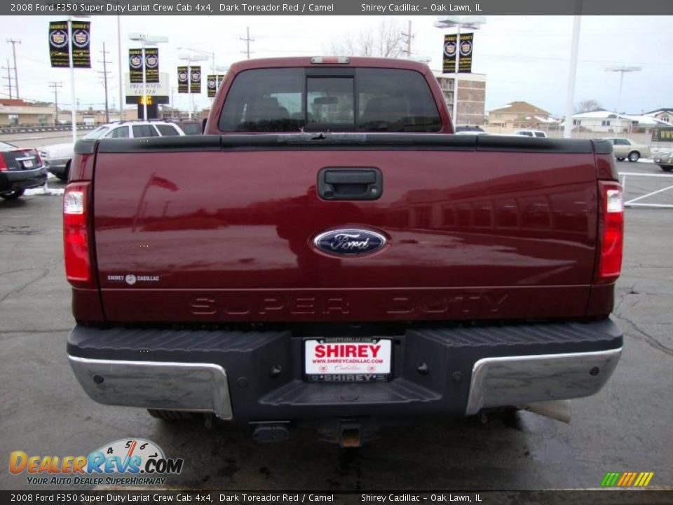 2008 Ford F350 Super Duty Lariat Crew Cab 4x4 Dark Toreador Red / Camel Photo #6