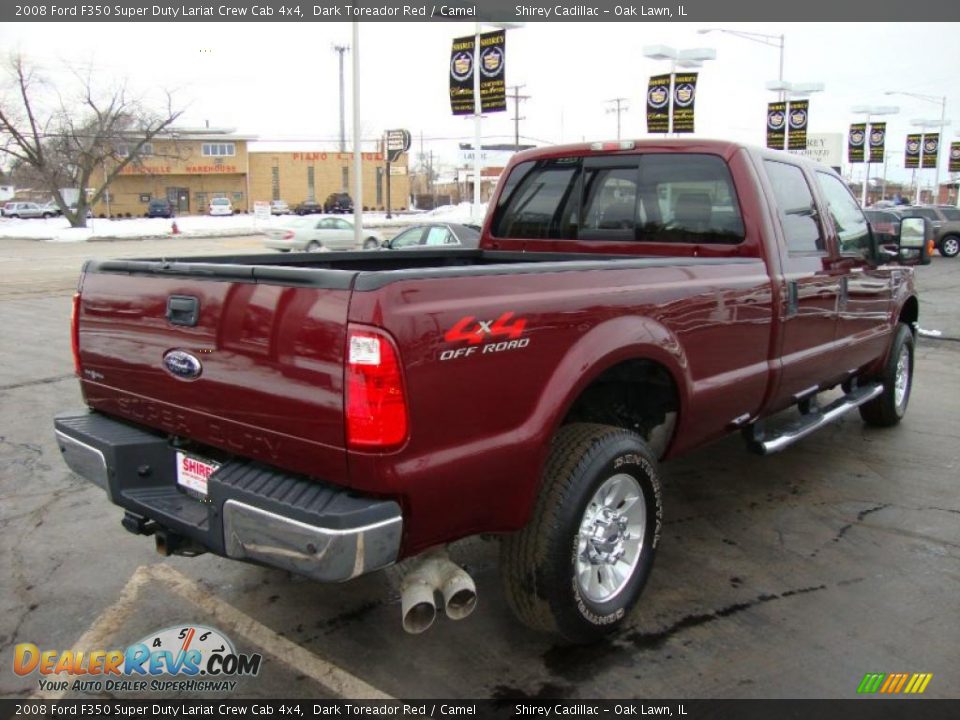 2008 Ford F350 Super Duty Lariat Crew Cab 4x4 Dark Toreador Red / Camel Photo #7