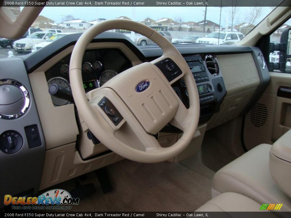 2008 Ford F350 Super Duty Lariat Crew Cab 4x4 Dark Toreador Red / Camel Photo #12