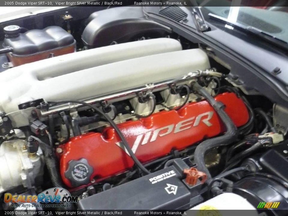 2005 Dodge Viper SRT-10 Viper Bright Silver Metallic / Black/Red Photo #24