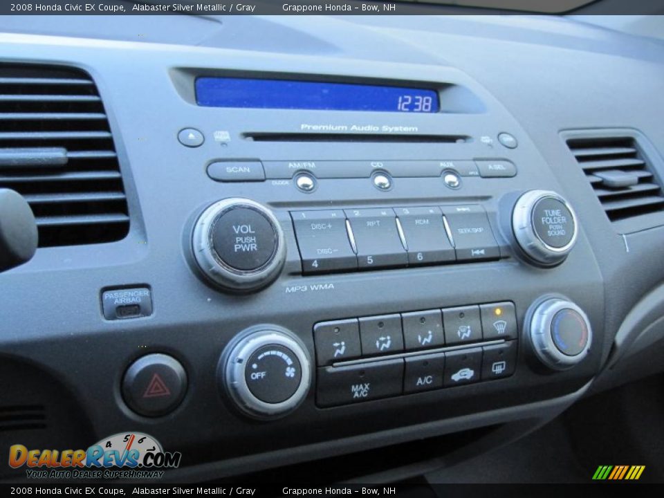 2008 Honda Civic EX Coupe Alabaster Silver Metallic / Gray Photo #11