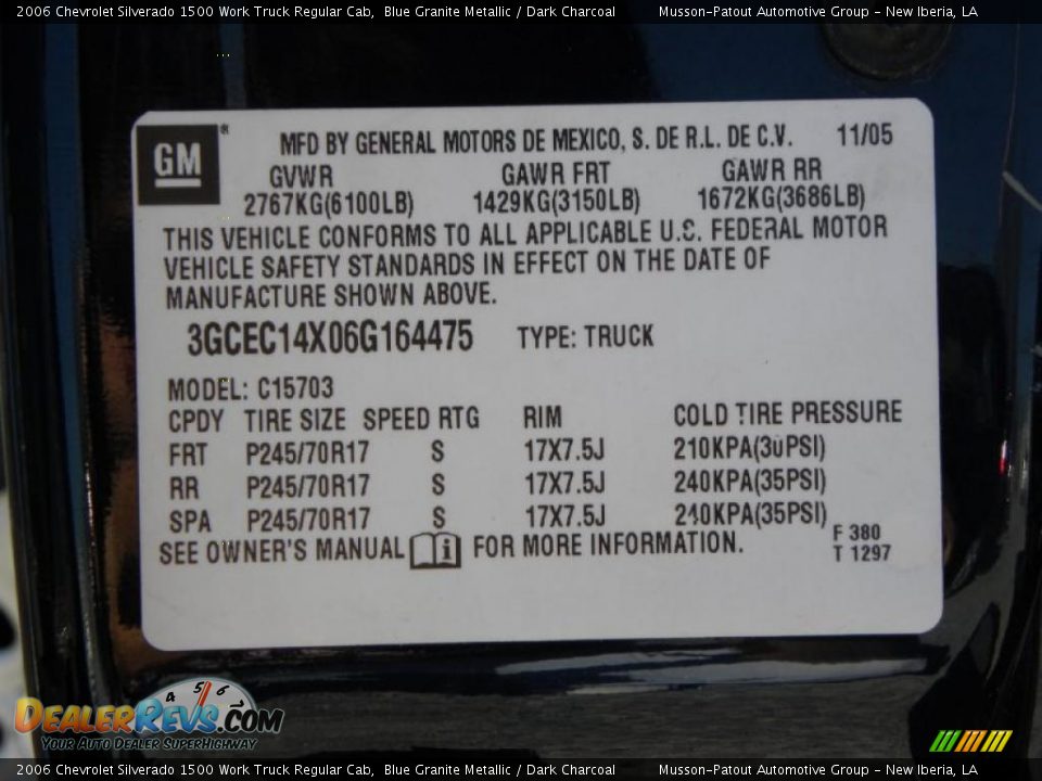 2006 Chevrolet Silverado 1500 Work Truck Regular Cab Blue Granite Metallic / Dark Charcoal Photo #15