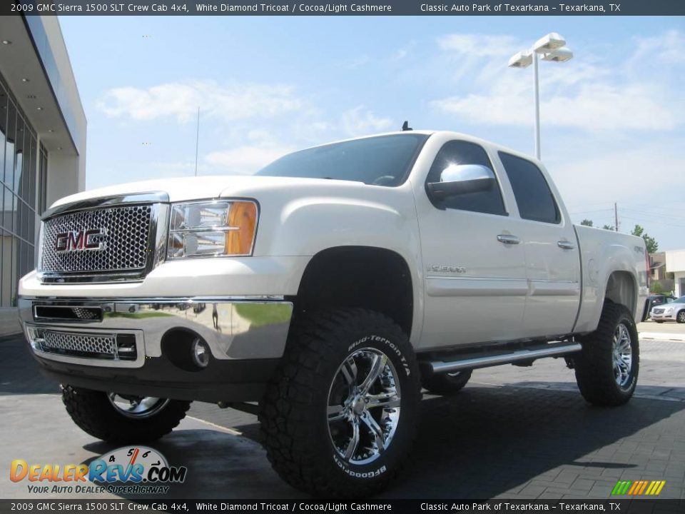 2009 GMC Sierra 1500 SLT Crew Cab 4x4 White Diamond Tricoat / Cocoa/Light Cashmere Photo #1