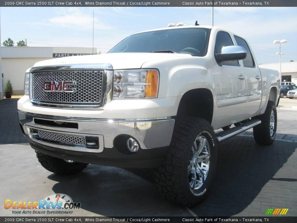 2009 GMC Sierra 1500 SLT Crew Cab 4x4 White Diamond Tricoat / Cocoa/Light Cashmere Photo #2