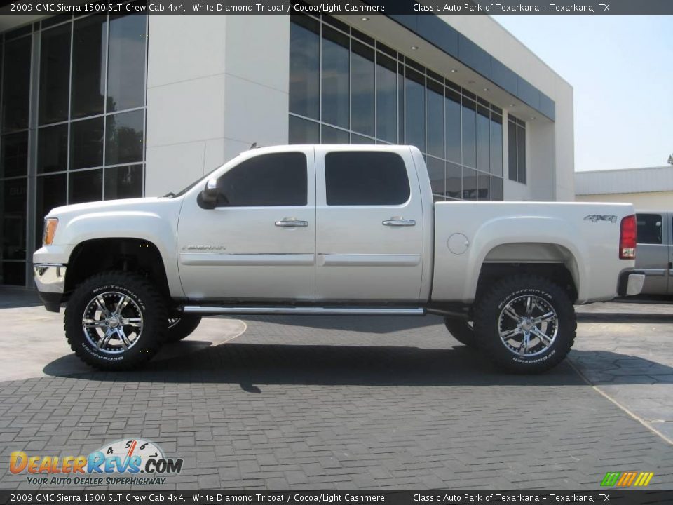 2009 GMC Sierra 1500 SLT Crew Cab 4x4 White Diamond Tricoat / Cocoa/Light Cashmere Photo #3
