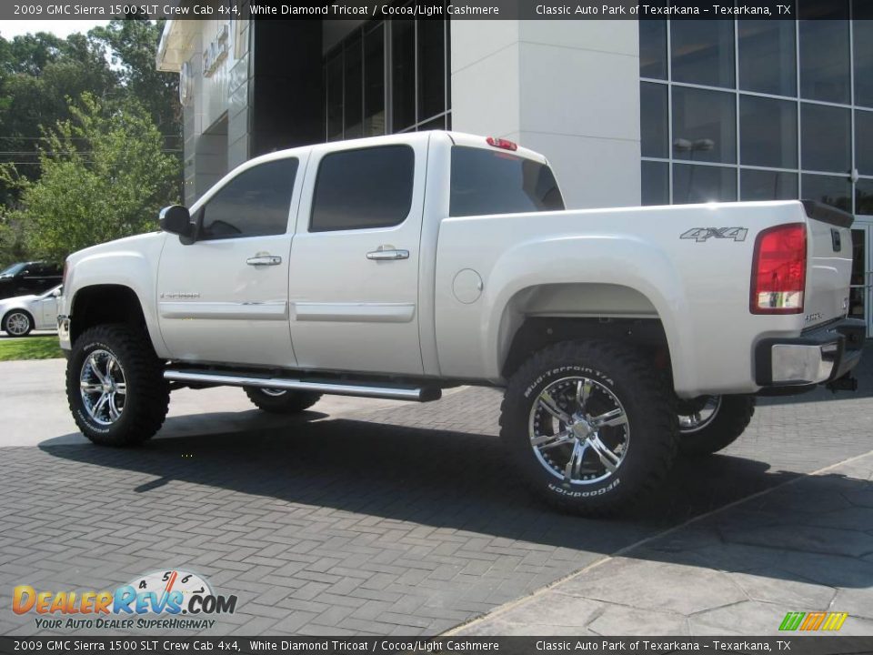 2009 GMC Sierra 1500 SLT Crew Cab 4x4 White Diamond Tricoat / Cocoa/Light Cashmere Photo #4