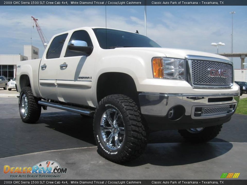 2009 GMC Sierra 1500 SLT Crew Cab 4x4 White Diamond Tricoat / Cocoa/Light Cashmere Photo #7