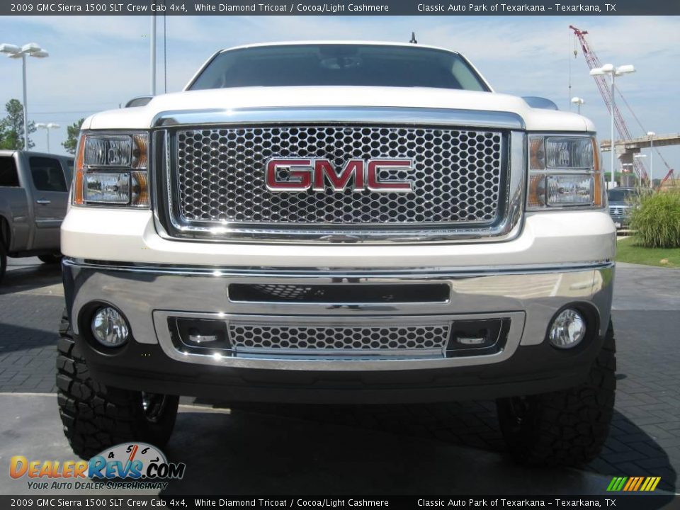 2009 GMC Sierra 1500 SLT Crew Cab 4x4 White Diamond Tricoat / Cocoa/Light Cashmere Photo #8
