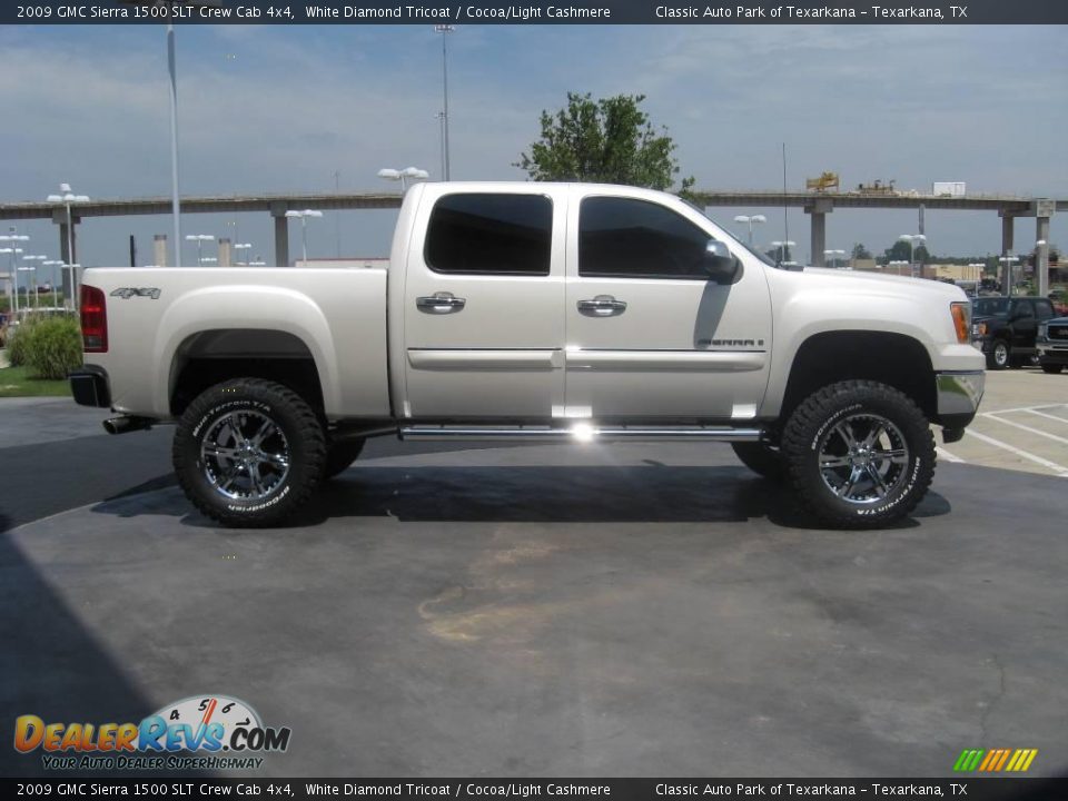 2009 GMC Sierra 1500 SLT Crew Cab 4x4 White Diamond Tricoat / Cocoa/Light Cashmere Photo #35