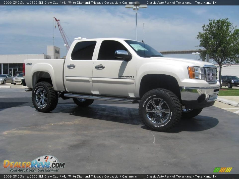 2009 GMC Sierra 1500 SLT Crew Cab 4x4 White Diamond Tricoat / Cocoa/Light Cashmere Photo #36