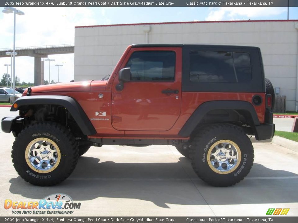 2009 Jeep Wrangler X 4x4 Sunburst Orange Pearl Coat / Dark Slate Gray/Medium Slate Gray Photo #2