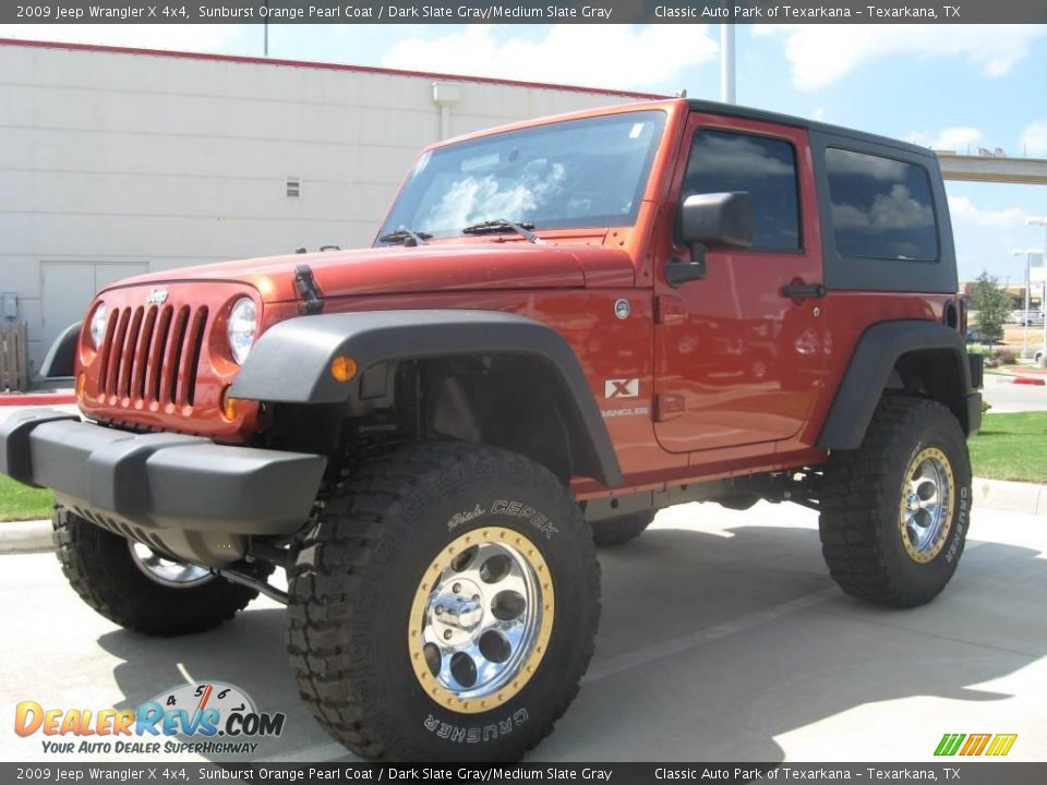 2009 Jeep Wrangler X 4x4 Sunburst Orange Pearl Coat / Dark Slate Gray/Medium Slate Gray Photo #4