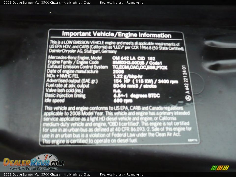 2008 Dodge Sprinter Van 3500 Chassis Arctic White / Gray Photo #14