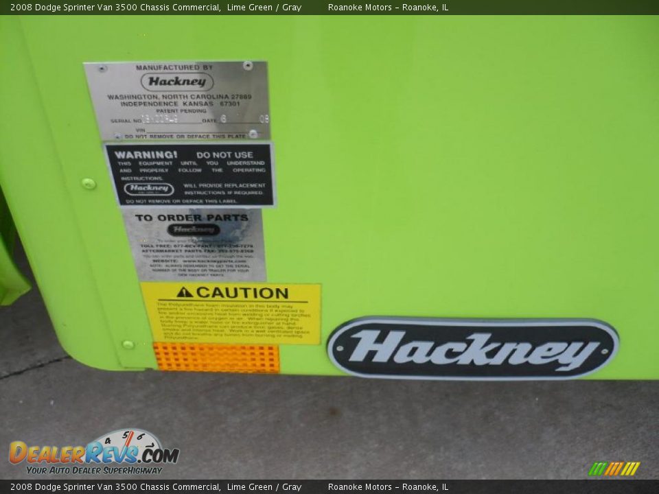 2008 Dodge Sprinter Van 3500 Chassis Commercial Lime Green / Gray Photo #17