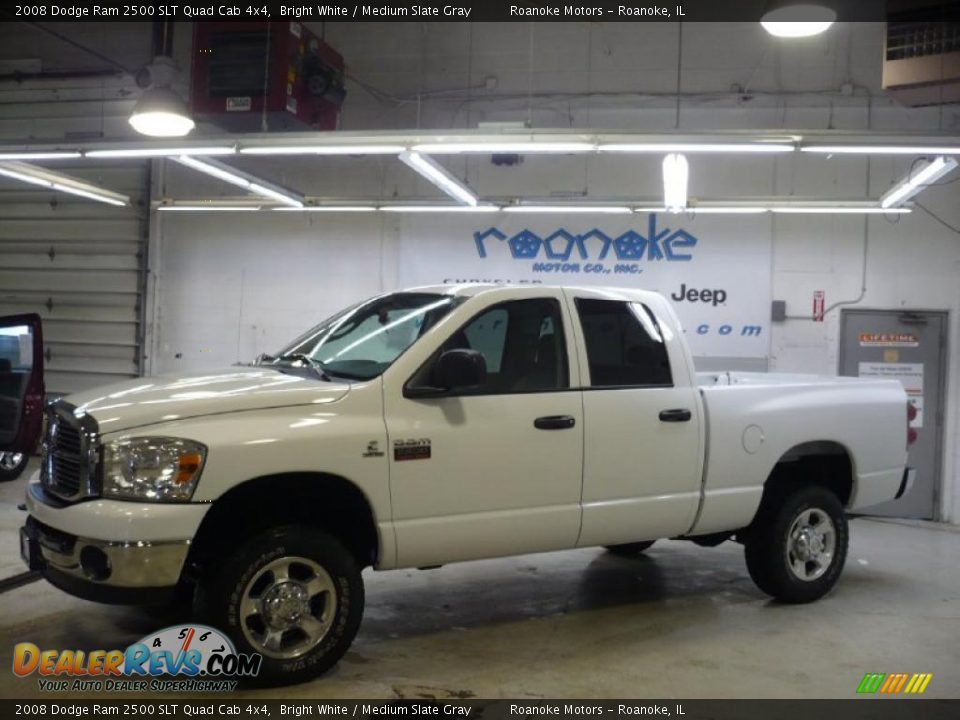 2008 Dodge Ram 2500 SLT Quad Cab 4x4 Bright White / Medium Slate Gray Photo #1