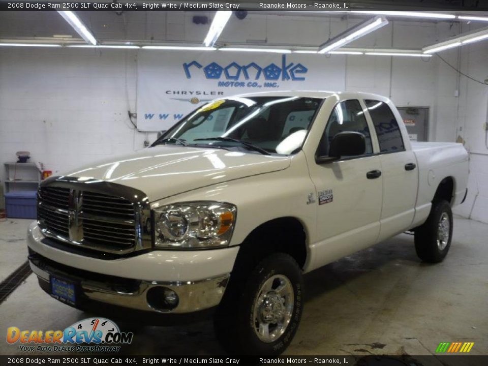 2008 Dodge Ram 2500 SLT Quad Cab 4x4 Bright White / Medium Slate Gray Photo #2