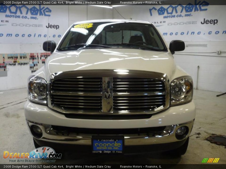 2008 Dodge Ram 2500 SLT Quad Cab 4x4 Bright White / Medium Slate Gray Photo #3