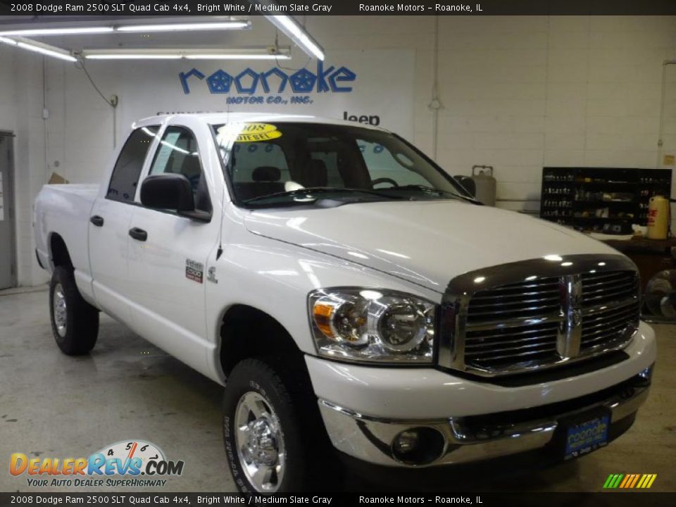 2008 Dodge Ram 2500 SLT Quad Cab 4x4 Bright White / Medium Slate Gray Photo #7
