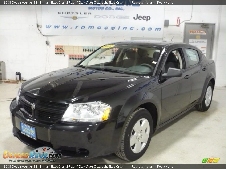 2008 Dodge Avenger SE Brilliant Black Crystal Pearl / Dark Slate Gray/Light Slate Gray Photo #2