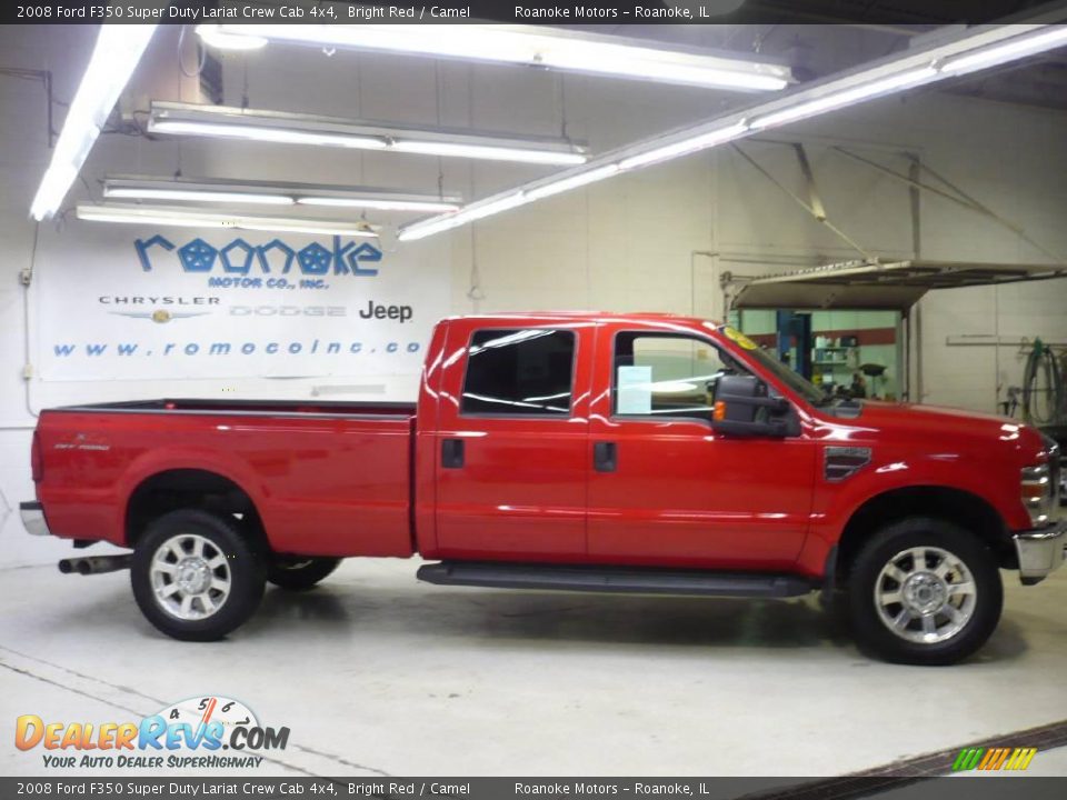 2008 Ford F350 Super Duty Lariat Crew Cab 4x4 Bright Red / Camel Photo #1