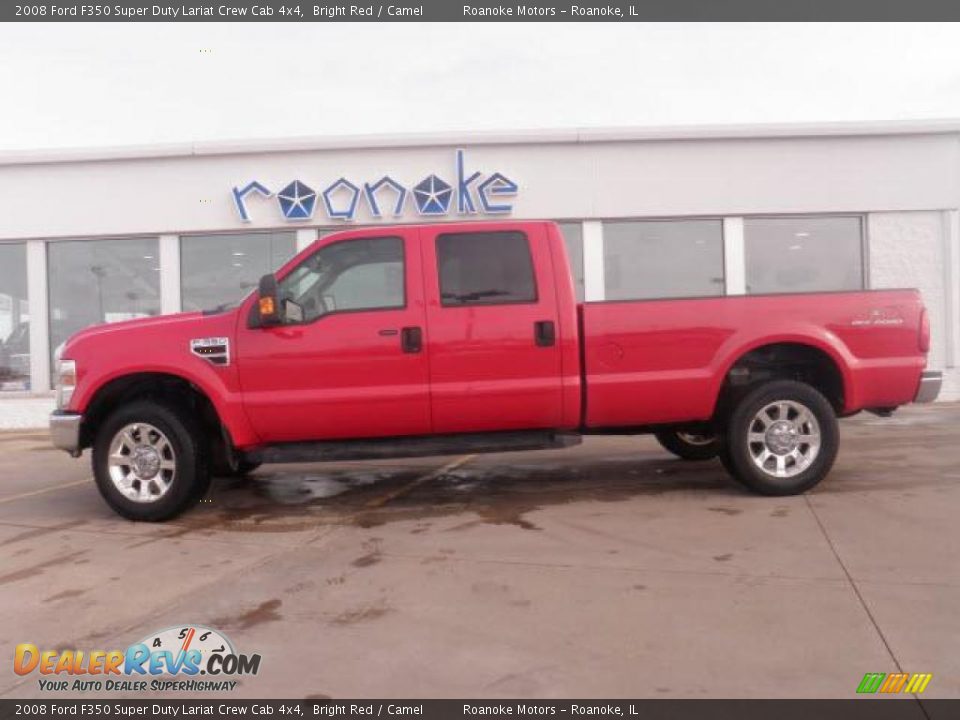 2008 Ford F350 Super Duty Lariat Crew Cab 4x4 Bright Red / Camel Photo #2