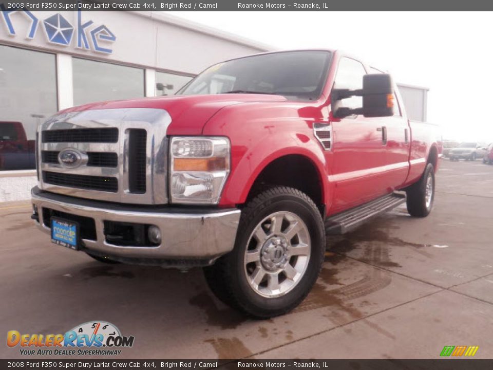 2008 Ford F350 Super Duty Lariat Crew Cab 4x4 Bright Red / Camel Photo #10