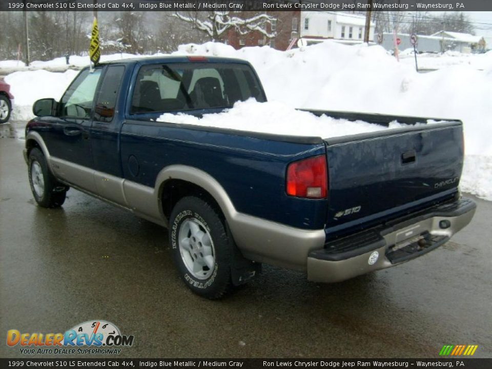 1999 Chevrolet S10 LS Extended Cab 4x4 Indigo Blue Metallic / Medium Gray Photo #3