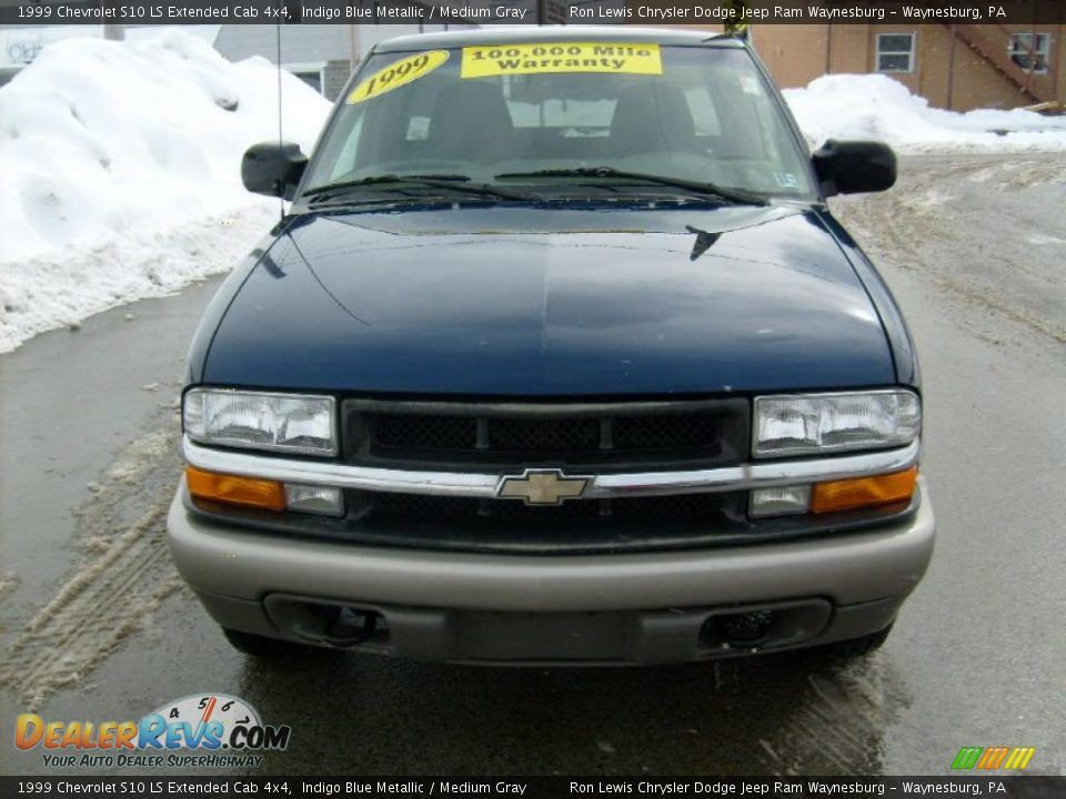 1999 Chevrolet S10 LS Extended Cab 4x4 Indigo Blue Metallic / Medium Gray Photo #7
