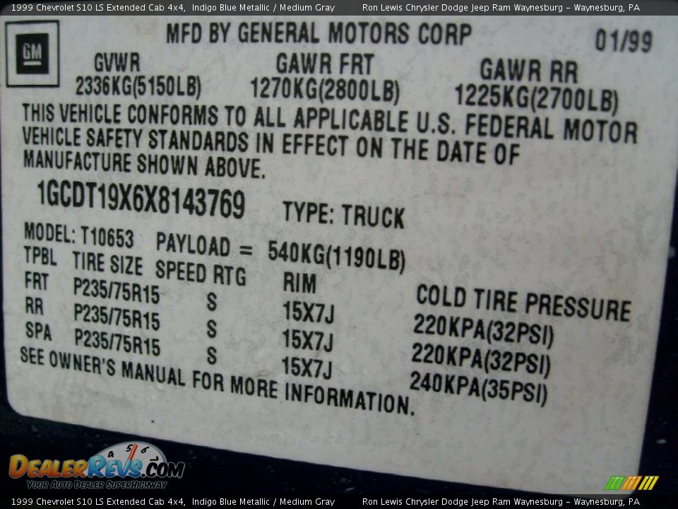 1999 Chevrolet S10 LS Extended Cab 4x4 Indigo Blue Metallic / Medium Gray Photo #21