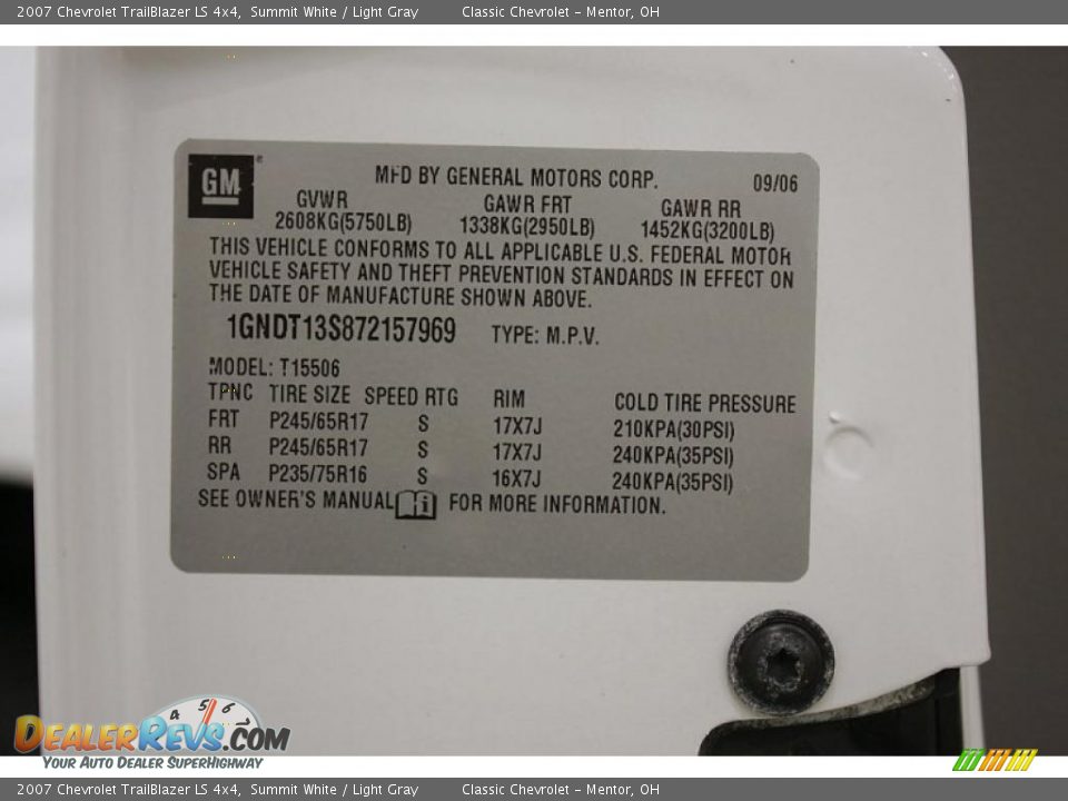 2007 Chevrolet TrailBlazer LS 4x4 Summit White / Light Gray Photo #30