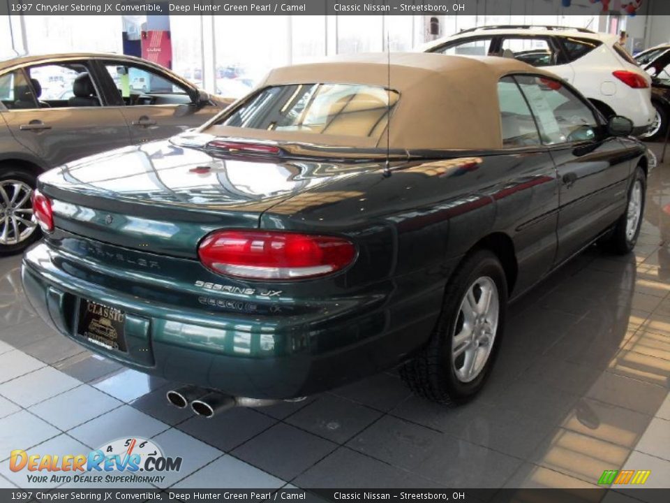 1997 Chrysler Sebring JX Convertible Deep Hunter Green Pearl / Camel Photo #3