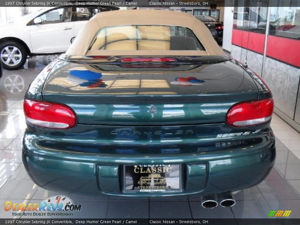 1997 Chrysler Sebring JX Convertible Deep Hunter Green Pearl / Camel Photo #6