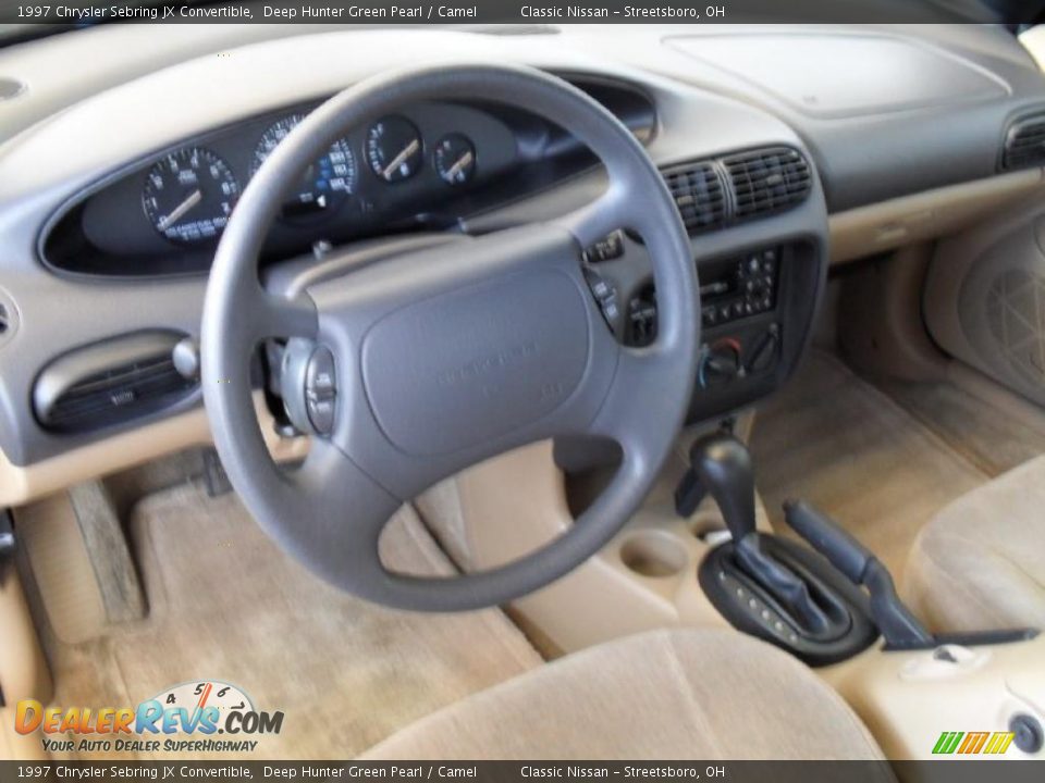 1997 Chrysler Sebring JX Convertible Deep Hunter Green Pearl / Camel Photo #14