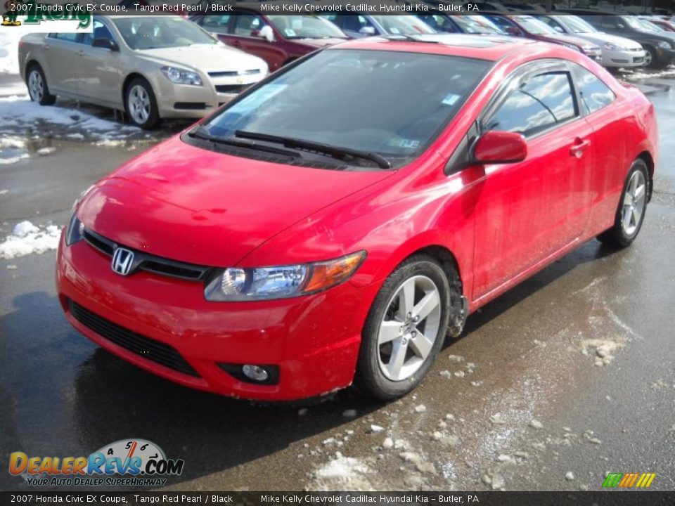 2007 Honda Civic EX Coupe Tango Red Pearl / Black Photo #13