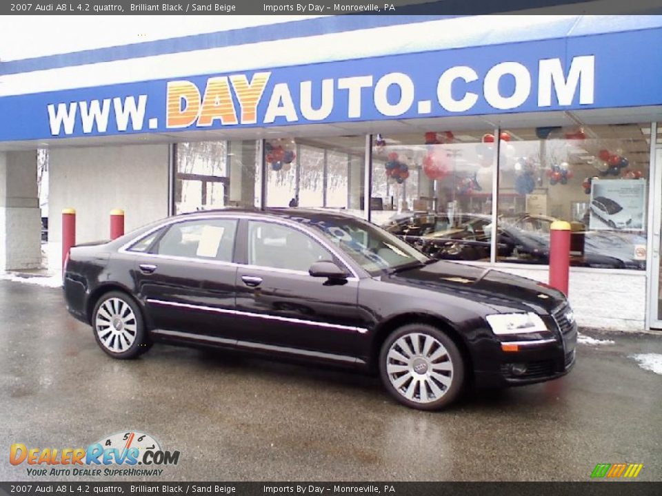 2007 Audi A8 L 4.2 quattro Brilliant Black / Sand Beige Photo #1