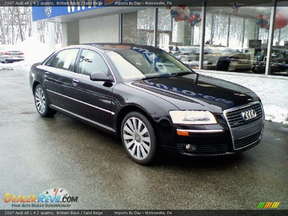 2007 Audi A8 L 4.2 quattro Brilliant Black / Sand Beige Photo #2