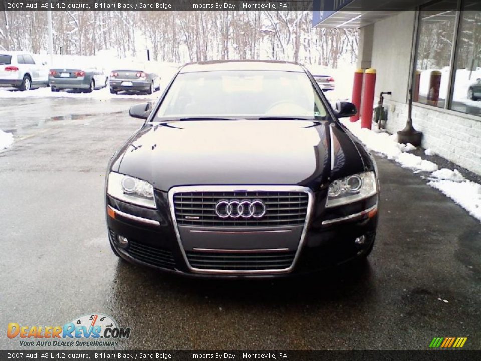 2007 Audi A8 L 4.2 quattro Brilliant Black / Sand Beige Photo #3