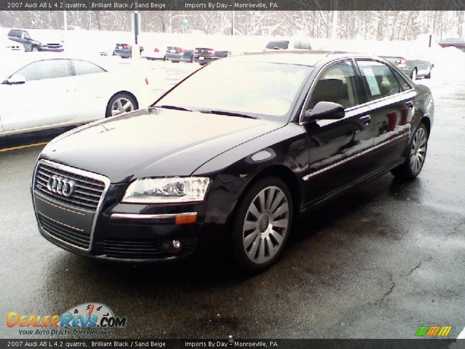 2007 Audi A8 L 4.2 quattro Brilliant Black / Sand Beige Photo #4