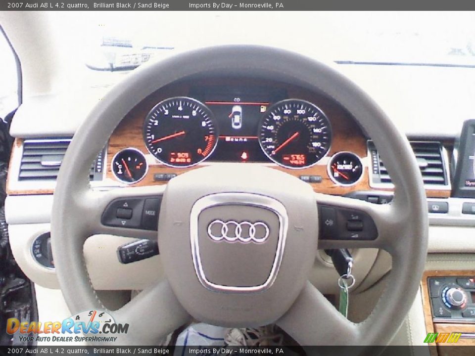 2007 Audi A8 L 4.2 quattro Brilliant Black / Sand Beige Photo #23